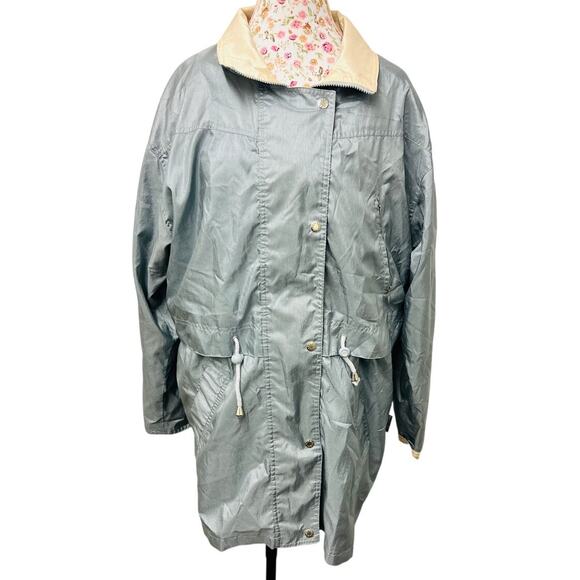 Innovations by Izzi Jackets & Blazers - 🩶 Innovations by Izzi Silver 90s WindbreakerTrench Coat L Retro Minimalist Chic